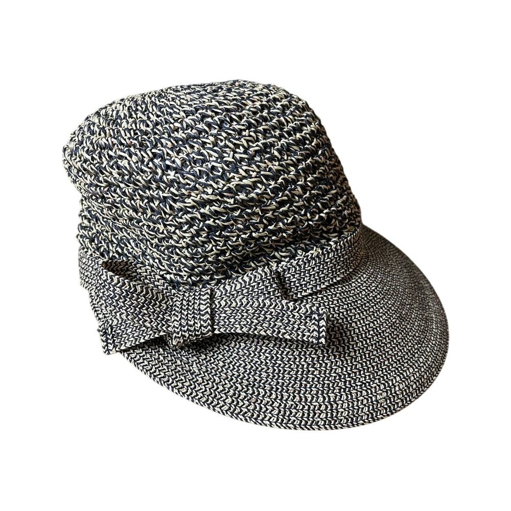 Scala | Hat Front Rimmed with Bow.  Natural Paper & Nylon